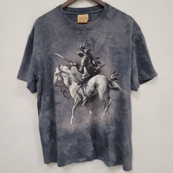 VTG The Mountain Mens Native American Graphic T Shirt Size L Rustic Primitive - Picture 1 of 8
